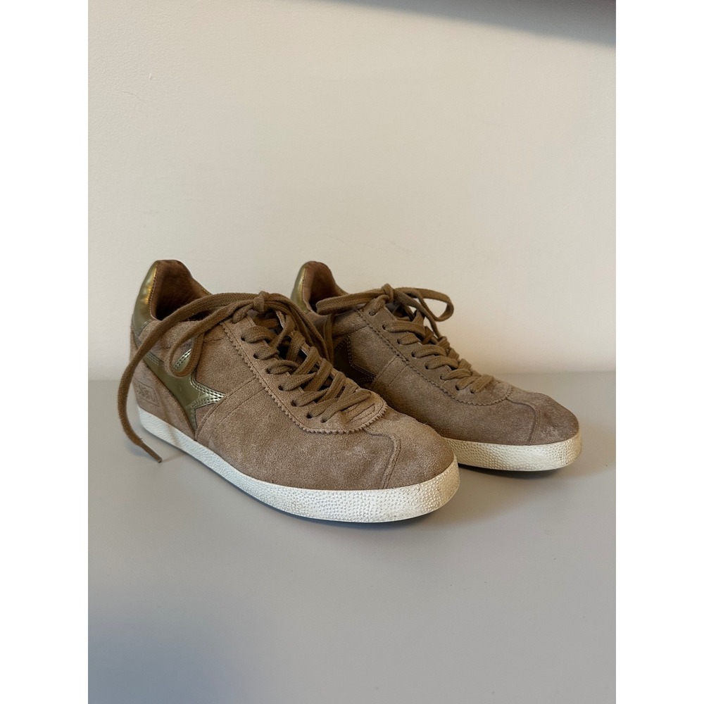 ASH Limited Edition Suede Star Sneakers in Tan Gold Metallic | Size 36